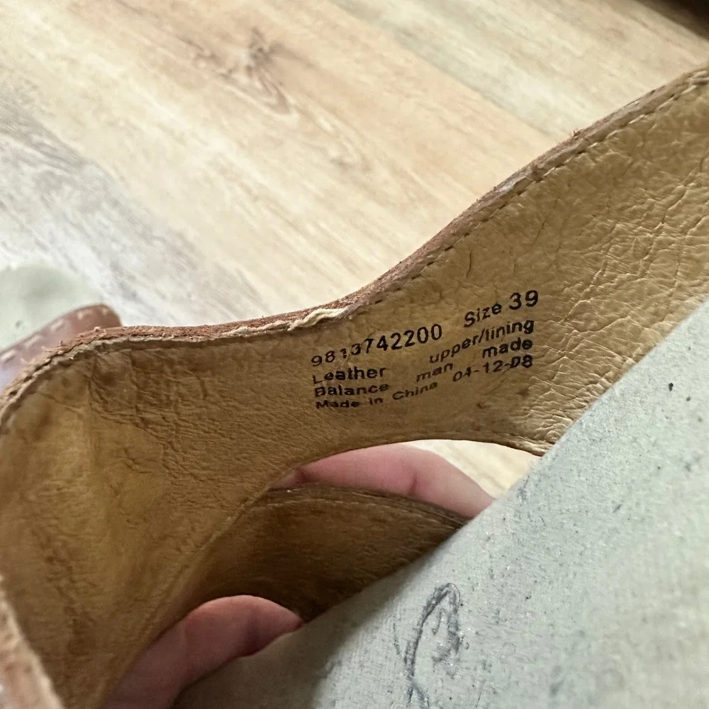 Dansko | Brown Leather Whipstitch Sunburst Platform Clog Slide Sandals, EU 39 - Picture 8 of 8